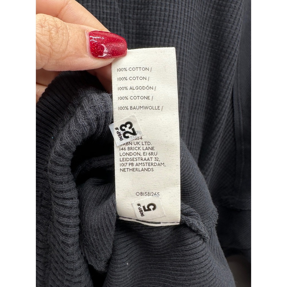 Free People Santa Clara Thermal Top Black Waffle Knit Size S OB1581265 Cozy NWT - Picture 9 of 10
